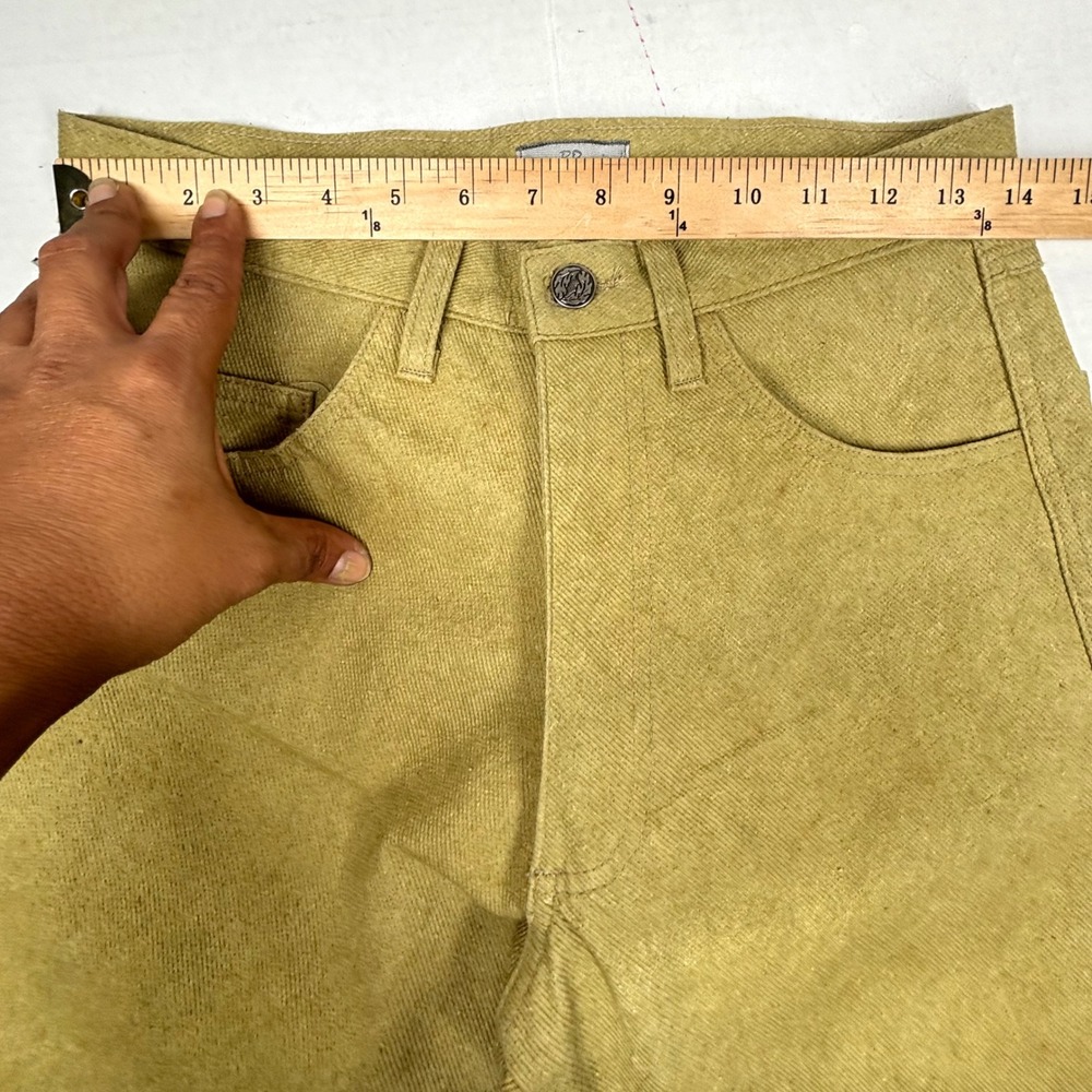 VTG Ben Ryan Chartreuse Wood Pulp Bootcut Pants Barrel Women 28X30 Thin USA NWOT - Picture 5 of 10